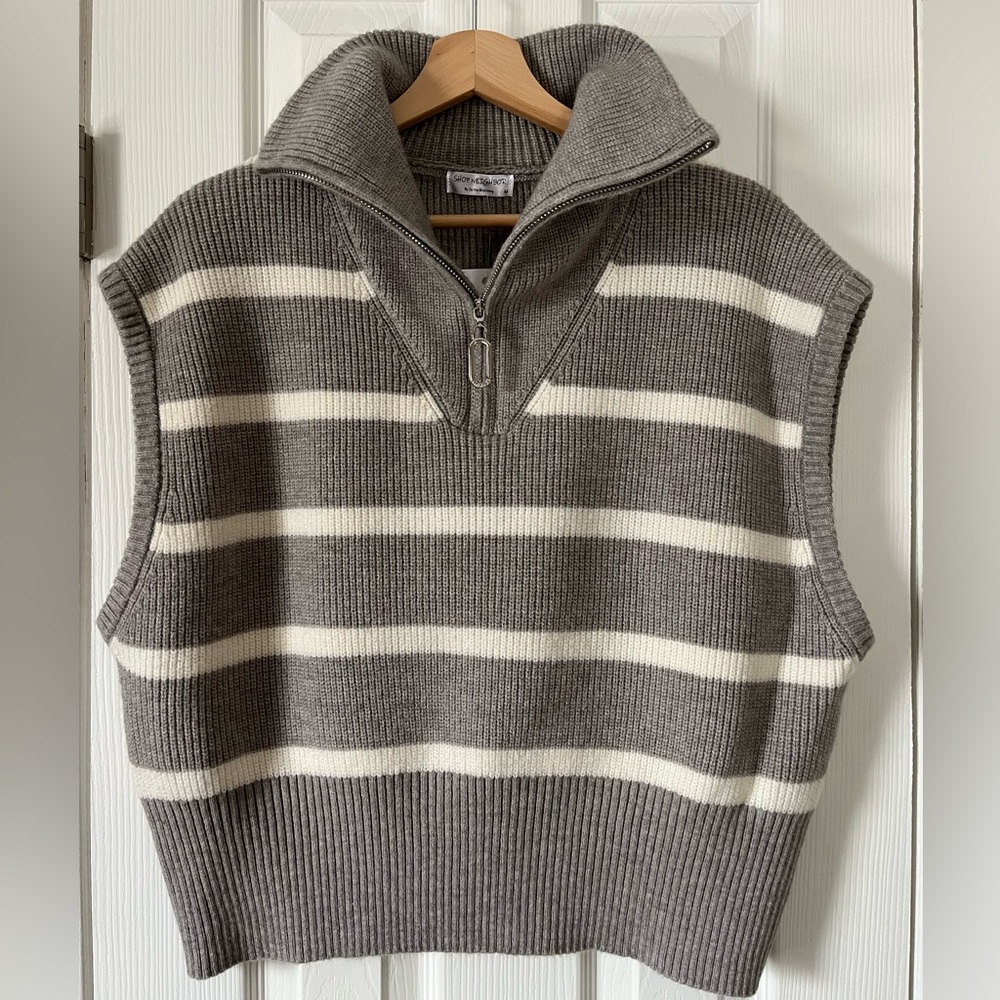 NWT Gray and White Striped Sweater Vest